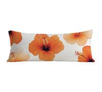 Taie Oreiller 40x140 cm Couleur orange Housse Traversin 140 cm Lin Rectangulaire Housse Coussin, Protege Oreiller Fleur Conception D'impression Recto Verso Pillow Case pour Decoratif Canape Lit BZ-522