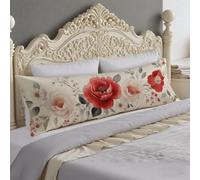 Taie Oreiller 40x140 cm Rouge Protege Oreiller Blanc Taie Traversin 140 cm Double Face Impression Latéral Doux Velour Body Pillow, Fermeture Eclair Caché Taies D'oreillers, Housses de Coussin O-1363