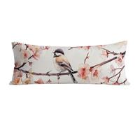 Taie Oreiller 40x140cm Beige Housse Traversin 140cm Durable Velour Rectangulaire Housse Coussin, Protege Oreiller Fleurs de pêcher Conception d'impression Recto Verso Pillow Case pour Canape Lit BZ-4