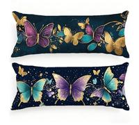 Taie Oreiller 40x145 Europe du Nord Taie de Traversin 145 cm Housse de Coussin Papillon Lot de 2 Double Face Impression Lin Housse Traversin Améliorer Sommeil Qualité Oreiller pour Chambre Lit,Model94