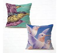 Taie Oreiller 40x40 cm Lot de 2 Oiseau Housse de Coussin 40 x 40 Gros Coussin De Canapé Lin Taie Oreiller Exterieur Animal pour Printemps Été Chaise Canape Chambre Terrasse Décoratifs, Gifts 6-5800VA