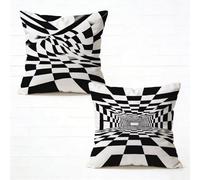 Taie Oreiller 40x40cm Lot de 2 Noir Et Blanc Taie d'oreiller Exterieur Moderne Doux Coussin Decoratif lit Velours Coussin Canape, Double Face Imprimé Conception pour Canape Salon Printemps 7-801H79