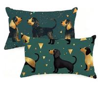 Taie Oreiller 40x60 cm Lot de 2 Vert Housse Coussin 40 x 60 Rectangulaire Coussin Chien Impression Double Face Velour Taie d'oreiller pour Salon Chambre Maison Decoration Noël Cadeaux EM-287