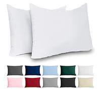 Taie Oreiller 40x60 Coton Renforcé (Set de 2) - Blanc - Tissage serré de 57 Fils/cm² - Taie Oreiller 40 x 60 cm- Certifié Oeko Tex