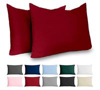 Taie Oreiller 40x60 Coton Renforcé (Set de 2) - Bordeaux - Tissage serré de 57 Fils/cm² - Taie Oreiller 40 x 60 cm- Certifié Oeko Tex