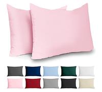 Taie Oreiller 40x60 Coton Renforcé (Set de 2) - Rose - Tissage serré de 57 Fils/cm² - Taie Oreiller 40 x 60 cm- Certifié Oeko Tex