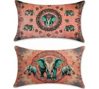 Taie Oreiller 40x60 Lot de 2 éléphant Housse de Coussin Rose Coussin Decoratif, Velours Housse Oreiller 40x60 Taie d'oreiller Rectangulaire, Decoration Maison, pour Salon Chambre Lit Canape, m-143