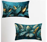 Taie Oreiller 40x60 Lot de 2, Vert Housse Coussin 40x60cm avec Fermeture Éclair Invisible, Planter Imperméable Lin Housse de Coussin Rectangulaire, Taie d'oreiller pour Canape Maison Decor 0-8689