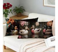 Taie Oreiller 40x60 Sombre Lot de 2 Housses de Coussin étang Coussins Rectangulaire Taies D'oreillers Canapé Lin Taie Oreiller pour Salon de Jardin Printemps Été Automne Decoration, Cadeau Femme L-928