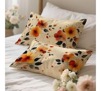 Taie Oreiller 40x60cm Fleur Housse De Coussin Protege Oreiller,Housse De Coussin Couleur Orange,Tissu Respirant Et Durable pour Intérieur Élégant,Double Face Utilisable,Décoration D'Intérieur 0q-369