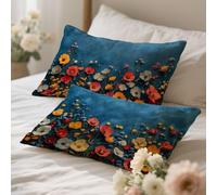 Taie Oreiller 40x60cm Fleur Housse De Coussin Protege Oreiller,Velours Housse De Coussin Bleu,Tissu Respirant Et Durable pour Intérieur Élégant,Double Face Utilisable,Décoration D'Intérieur 0q-378