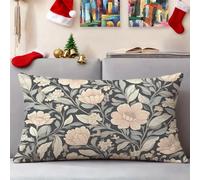 Taie Oreiller 40x70 cm Lot de 1 Housses Coussin Rétro Rectangulaire Coussin Floral Exterieur Impermeable Lin Housse Oreiller avec Fermeture Éclair Invisible, Automne Decoratif Canape Salon Lit 3s-246