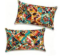 Taie Oreiller 40x70 cm Lot de 2 Couleur Housse de Coussin 40 x 70 cm Coussin Decoratif Lit Lin Exterieur Cushion Covers BohêMe pour Été Chaise Canape Chambre Terrasse Décoratifs Cadeau Femmes 4-120121