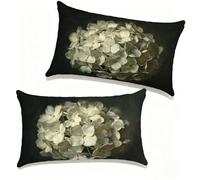 Taie Oreiller 40x70 cm Lot de 2 Noir Housse de Coussin 40 x 70 cm Coussin Decoratif Lit Lin Exterieur Cushion Covers Fleur pour Printemps Été Chaise Canape Chambre Terrasse Décoratifs, Gifts X-355Y26