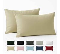 Taie Oreiller 40x70 Coton Renforcé (Set de 2) - Beige - Tissage serré de 57 Fils/cm² - Taie Oreiller 40 x 70 cm- Certifié Oeko Tex