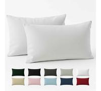 Taie Oreiller 40x70 Coton Renforcé (Set de 2) - Blanc - Tissage serré de 57 Fils/cm² - Taie Oreiller 40 x 70 cm- Certifié Oeko Tex