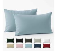 Taie Oreiller 40x70 Coton Renforcé (Set de 2) - Bleu Clair - Tissage serré de 57 Fils/cm² - Taie Oreiller 40 x 70 cm- Certifié Oeko Tex