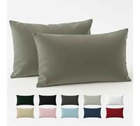 Taie Oreiller 40x70 Coton Renforcé (Set de 2) - Gris Clair - Tissage serré de 57 Fils/cm² - Taie Oreiller 40 x 70 cm- Certifié Oeko Tex