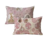 Taie Oreiller 40x70 Housse Coussin Rose avec Fermeture éClair Invisible, Lapin Motif Coussins Canapé Velours, Decoration Noel Housse de Coussin pour Chambre Salon Maison Decoration Lot de 2 X-q-376