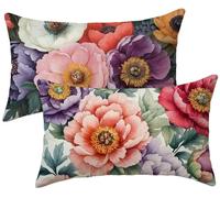 Taie Oreiller 40x70 Lot de 2 Coloré - Coussin Canape Fleur Lin Housse de Coussin Rectangulaire - Décoratif Taie d'oreiller - Douillet Housse Oreiller - Lavable en Machine - Decoration Maison k-216