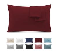 Taie Oreiller 40x70 Lot de 2 en Premium Microfibre - avec Fermeture Éclair Invisible- Housse Coussin Doux, Confortable, Respirant et Hypoallergénique - Bourgogne
