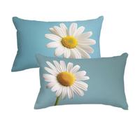 Taie Oreiller 40x70 Lot de 2, Housse de Coussin Blanc Coussin Canape, Rectangulaire Lin Taies D'oreillers Fleurs Double Face Impression Decoratif Housse Oreiller pour Chambre Salon Decoration w0u-564
