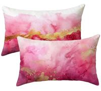 Taie Oreiller 40x70 Lot de 2 Rose - Coussin Canape doré Lin Housse de Coussin Rectangulaire - Décoratif Taie d'oreiller - Douillet Housse Oreiller - Lavable en Machine - Decoration Maison k-219