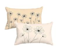 Taie Oreiller 40x70cm Beige Housse de Coussin Fleurs Housse Coussin Canapé Deco Automne Lin Housse Oreiller Rectangulaire Fermeture éclair Invisible pour Décoration D'Intérieur Cadeau de Noël C0C883
