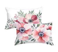 Taie Oreiller 40x70cm Rose Housse de Coussin Fleurs Housse Coussin Canapé Deco Automne Lin Housse Oreiller Rectangulaire Fermeture éclair Invisible pour Décoration D'Intérieur Cadeau de Noël C0C601