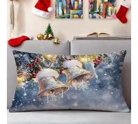 Taie Oreiller 40x80 cm Lot de 1 Housses Coussin Noël Rectangulaire Coussin Cloche Exterieur Impermeable Lin Housse Oreiller avec Fermeture Éclair Invisible, Automne Decoratif Canape Salon Lit 3s-351