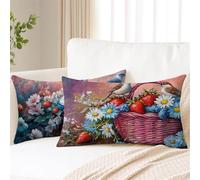 Taie Oreiller 40x80 cm Lot de 2 Housses Coussin Fleur Rectangulaire Coussin Animal Exterieur Impermeable Lin Housse Oreiller, Fermeture Éclair Invisible, Automne Decoratif Canape Salon Lit 2s-840