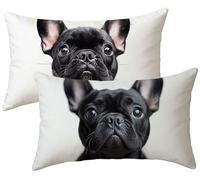 Taie Oreiller 40x80 Lot de 2 Chien - Coussin Canape Noir Velours Housse de Coussin Rectangulaire - Décoratif Taie d'oreiller - Douillet Housse Oreiller - Lavable en Machine - Decoration Maison k-274