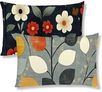 Taie Oreiller 40x80 Lot de 2 Housse Coussin en Velours Feuille Rectangulaire Coussin de Canape Moderne Fleurs Taie d'oreiller Avec Fermeture à Glissière Invisible pour Decoration Maison Canapé S1-444