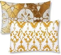 Taie Oreiller 40x80 Lot de 2 Housse Coussin en Velours Jaune Rectangulaire Coussin de Canape Moderne Fleur Taie d'oreiller Avec Fermeture à Glissière Invisible pour Decoration Maison Canapé S1-579