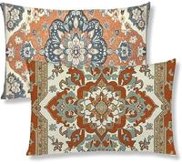 Taie Oreiller 40x80 Lot de 2 Housse Coussin en Velours Style Ethnique Rectangulaire Coussin de Canape Fleurs Taie d'oreiller Avec Fermeture à Glissière Invisible pour Decoration Maison Salon S1-446