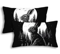 Taie Oreiller 40x80 Lot de 2 Housse de Coussin Noir Rectangulaire Housse Coussin Lapin pour Decoration Salon Canapé Taie d'oreiller Impression Recto Verso pour Maison Salon Canapé Chaise Lit -1722