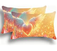 Taie Oreiller 40x80 Lot de 2 Lin de Coton Protege Oreiller, Coussin Exterieur Impermeable avec Fermeture Éclair Invisible, Maison Confortable Housse de Coussin Jardin Pillow Le Rainbow Amour W0VJ-183