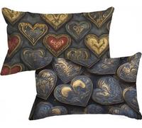 Taie Oreiller 40x80 Lot de 2, nordique Housse Coussin Amour Double Face Impression, Impermeable Lin Taie d'oreiller avec Fermeture Eclair Caché pour Decoration Exterieur Jardin, Cadeau Femme, Model294
