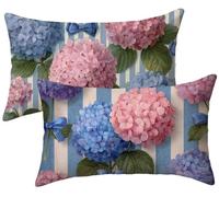 Taie Oreiller 40x80 Lot de 2 rose - Coussin Canape Stripes Velours Housse de Coussin Rectangulaire - Décoratif Taie D'oreiller - Douillet Housse Oreiller - Lavable en Machine - Decoration Maison k-243