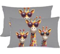 Taie Oreiller 40x80 Protege Oreiller Lot de 2, Automne Coussin Lunettes Velours Coussins Canape Housse Coussin Exterieur, pour Cadeaux Femme Le lit Chambre Jardin Decor Taie d'oreiller Girafe z0j-288