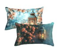 Taie Oreiller 40x80cm Lot de 2 Housse de Coussin Couleur Orange Coussin Canape, Rectangulaire Velours Taies D'oreillers Fleurs Decoratif Housse Oreiller pour Chambre Lit, Decoration Salon Moderne P-14