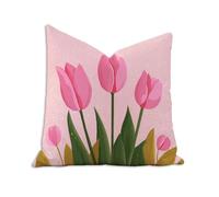 Taie Oreiller 45x45 cm - Housse de Coussin Extérieur Imperméable avec Fermeture Éclair Invisible - Rose & Tulipe Protege Oreiller en Velours Impression Double Face - Décoration - 1 Pièce 2B-1042