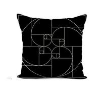 Taie Oreiller 45X45cm, Spirale Nombre Doré Modèle Fibonacci Rectangle Géométrie Loi Sacrée Super Douceur Taies d'oreiller Décorative Throw Housse De Coussin pour Chambre Chaise D'Extérieur