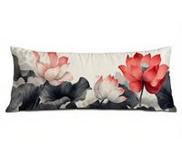 Taie Oreiller 50 x 150 cm Gris Housses de Coussin de Positionnement Latéral Doux Velours Resistant Resistant Lotus Taie de Traversin, Améliorer Sommeil Qualité Housse Coussin, pour Lit Canapé B-8277