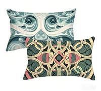 Taie Oreiller 50 x 70 cm Lot de 2, Vert Housse de Coussin Rectangulaire avec Fermeture Éclair Invisible, Impermeable Velours Housse Coussin, Abstrait Pillow Case pour Canapé, Chambre, Jardin T0-421
