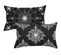 Taie Oreiller 50 x 90 cm Lot de 2, Noir Housse de Coussin Rectangulaire avec Fermeture Éclair Invisible, Impermeable Lin Housse Coussin, Blanc Pillow Case pour Canapé, Chambre, Salon, Jardin T0-469