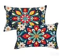 Taie Oreiller 50 x 90 cm Lot de 2, Rouge Housse de Coussin Rectangulaire avec Fermeture Éclair Invisible, Exterieur Impermeable Velours Housse Coussin, Vert Pillow Case pour Canapé, Jardin T0-429