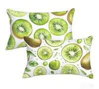 Taie Oreiller 50 x 90 cm Lot de 2, Vert Housse de Coussin Rectangulaire avec Fermeture Éclair Invisible, Impermeable Lin Housse Coussin, Fruit Pillow Case pour Canapé, Chambre, Salon, Jardin T0-473