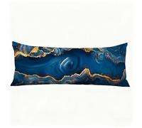 Taie Oreiller 50x150 cm Bleu Foncé Housse Traversin Rose Double Face Impression Lin Protege Oreiller, Fermeture éclair invisible Taie de Traversin Long Coussin Grossesse, pour Chambre Canapé H0-804