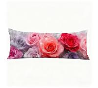 Taie Oreiller 50x150 cm Coloré Housse Traversin Rose Double Face Impression Lin Protege Oreiller, Fermeture éclair Invisible Taie de Traversin Long Coussin Grossesse, pour Chambre Lit Canapé H0-951